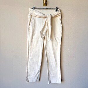 Brunello Cucinelli Off-White Cotton Tie Waist Cropped Pants Size US 2